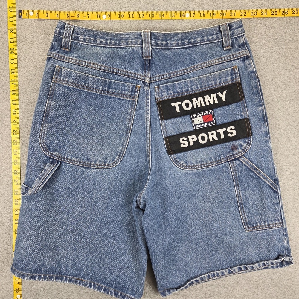 Vintage Tommy Sports Shorts Mens 38 Blue Hilfiger Y2K Denim Made USA